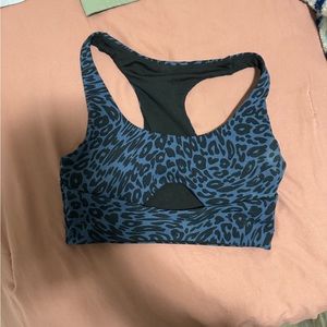 Blue cheetah keyhole ryderwear sports bra